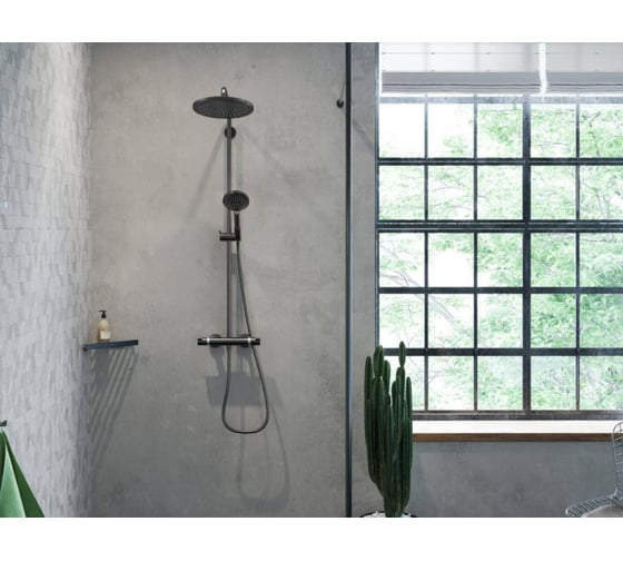 Душевая система с термостатом Hansgrohe 26890670 Croma Select S Showerpipe 280 1jet черный матовый 00062101
