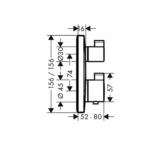 Термостат скрытого монтажа Hansgrohe 15714670 Ecostat Square для 2 потребителей 00055075