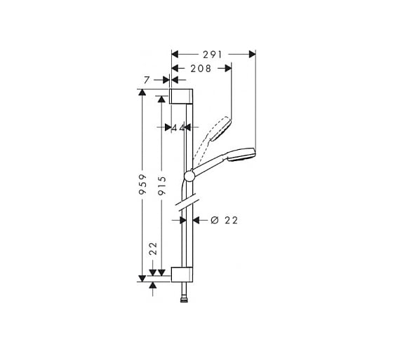 Душевой набор Hansgrohe 26658400 Crometta 100 1jet Unica Set 0.90 м, 1/2" 00023433