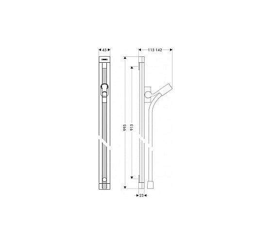 Душевая штанга Hansgrohe 27636000 Unica Raindance 90 см со шлангом 00057895