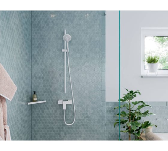 Душевая штанга Hansgrohe 28631700 Unica S Puro 90 см со шлангом, матовый белый 00059271