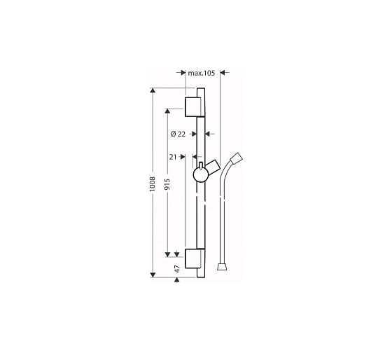 Душевая штанга Hansgrohe 28631700 Unica S Puro 90 см со шлангом, матовый белый 00059271