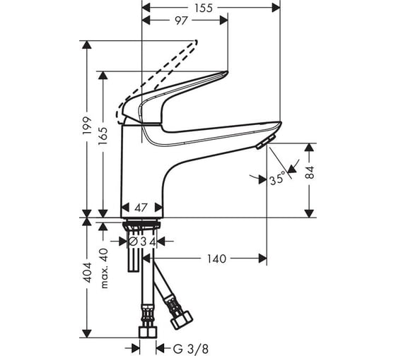 Однорычажный смеситель на борт ванны Hansgrohe 71322000 Novus Monotrou 00049385