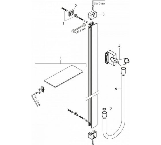 Душевая штанга Hansgrohe 27640400 Unica E 0.90 м, белый/хром 00047981