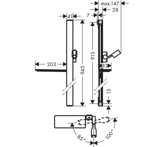 Душевая штанга Hansgrohe 27640400 Unica E 0.90 м, белый/хром 00047981