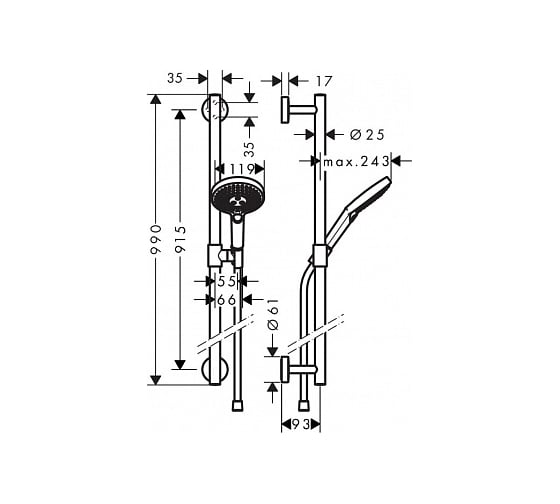 Душевой набор Hansgrohe 26322000 Raindance Select S 120/Unica Comfort 90 хром 00032112