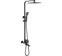 Душевая стойка OLIVE'S форма квадрат с изливом, верхн. душем и ручн. лейкой ESTENA, черный 29291ENB