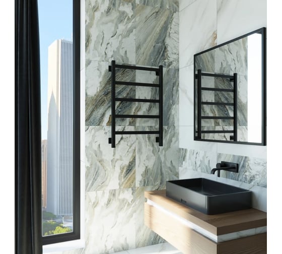 Электрический полотенцесушитель GROTA Soffi K 530x800 черный Soffi K 530х800 RAL9005 EL