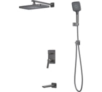 Встраиваемая система с тропическим, ручным душем и изливом IDDIS Parker матовый графит PARGM03i68