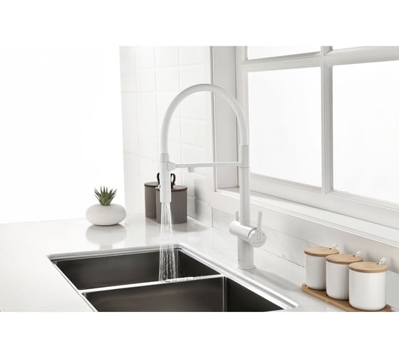 Смеситель для кухни Paulmark Gravity, белый матовый, Starke- Gr213888-WH