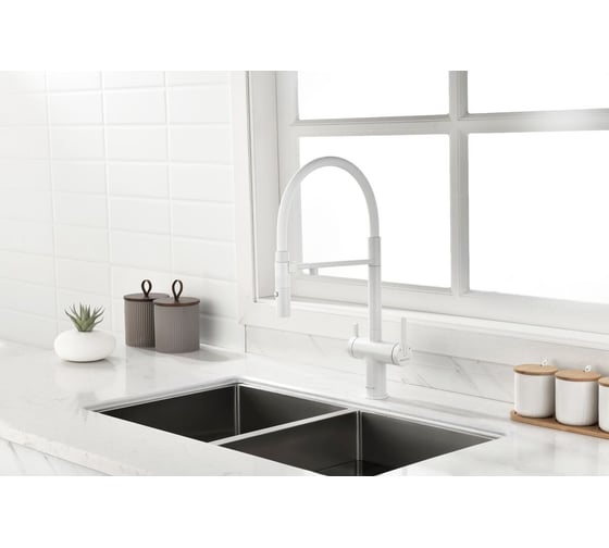 Смеситель для кухни Paulmark Gravity, белый матовый, Starke- Gr213888-WH