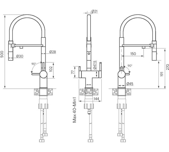 Смеситель для кухни Paulmark Gravity, светлое золото, Starke- Gr213888-LG