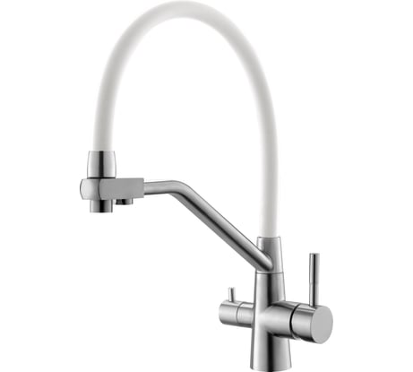 Смеситель OLIVE'S BALEAR серый, гибкий излив, для кухни с каналом для питьевой воды, нержав. сталь 13455BL