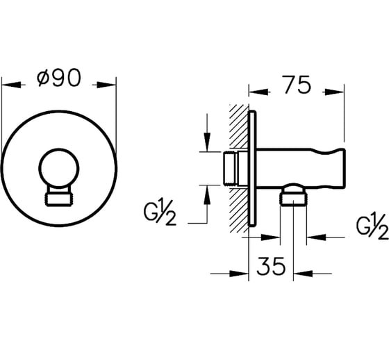 Встраиваемый выход на ручной душ + держатель VitrA Origin никель A4262534