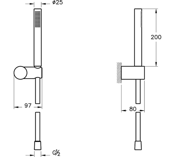 Ручной душ VitrA Origin 1F, хром A45543