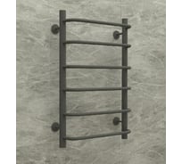 Полотенцесушитель стальной ТЕРМОДИЗАЙН N Steel, графит, лесенка, W=500, H=500, 6 перекладин, 1/2в.р., TDNSt001G