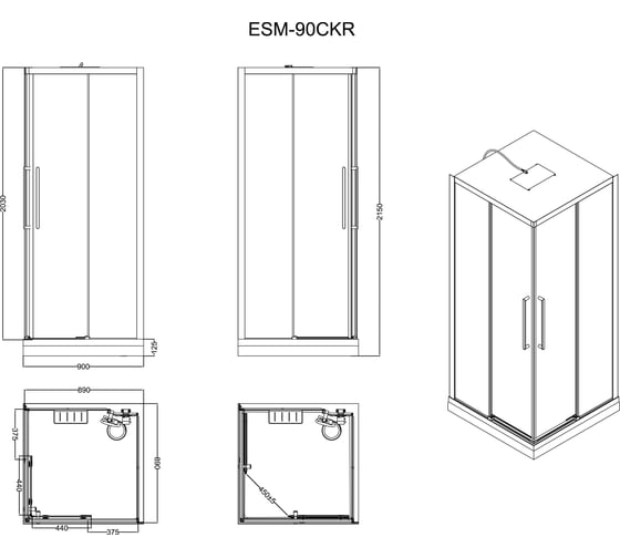 Кабина душевая Esbano ESM-90 CKR ESKM90CKR