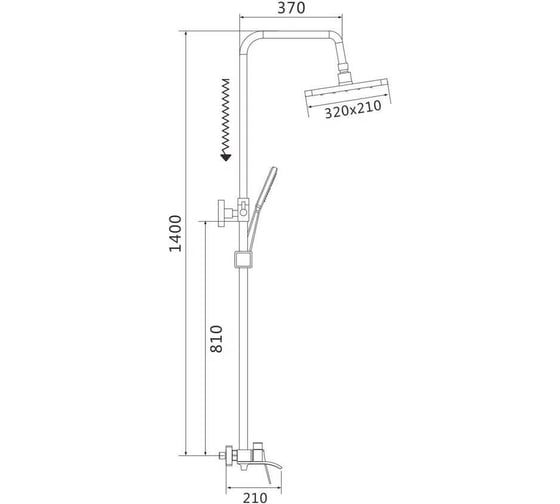 Душевая система с каскадным изливом SHEVANIK S4136G