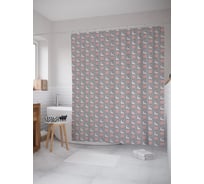 Штора (занавеска) для ванной JoyArty "Пятнистый заяц среди роз" из сатена, 180х200 см с крючками, sc_54890