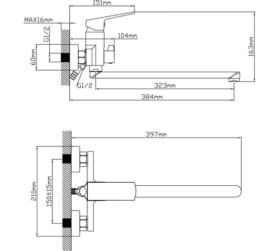 Смеситель для ванны AV Engineering (Lt) D35, серия NEO AVNEO7-A170-122