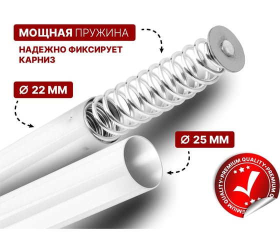 Карниз раздвижной алюминиевый PERFECTO LINEA 2,0 м, белый, 36-020103