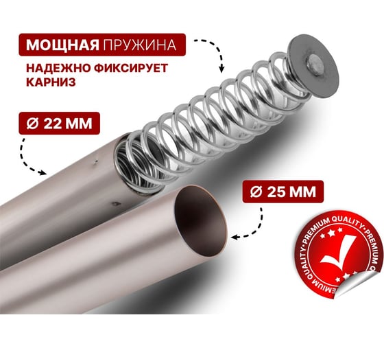 Карниз раздвижной алюминиевый PERFECTO LINEA 2,0 м, сатиновый никель, 36-020102