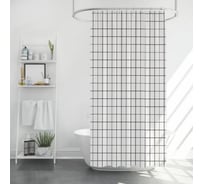 Шторка для ванной PERFECTO LINEA (12 колец в комплекте), 180x180 см, Harmony, клетка, 36-118203