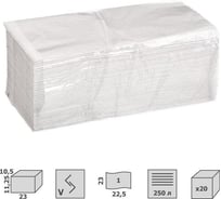 Бумажные полотенца для диспенсера ООО Комус V-сложение, 1 слой, белый, 250 листов, 20 пачек в упаковке 1023415