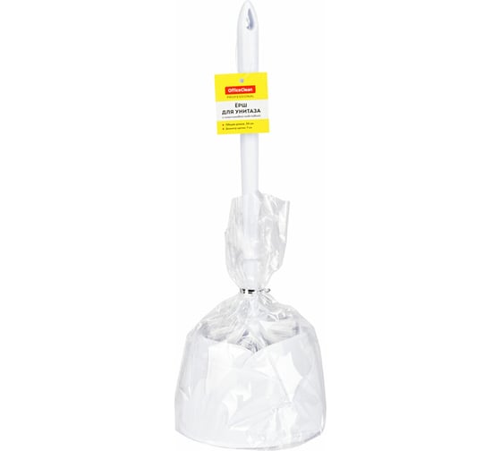 Ерш для унитаза OfficeClean с подставкой, пластик, белый 303066