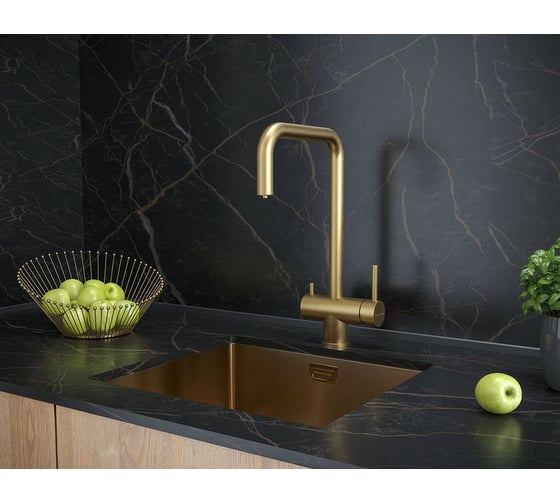 Смеситель для кухни под фильтр Paulmark Wetter We213030-BG, брашированное золото