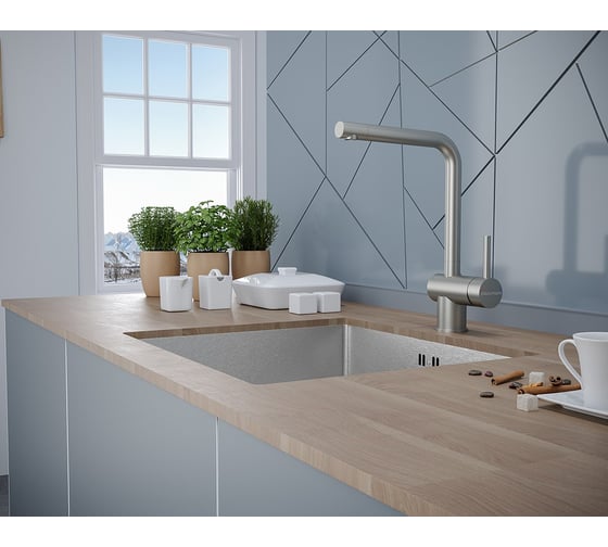 Смеситель для кухни Paulmark Spring нержавеющая сталь Sp212067-SS