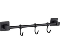 Планка с крючками для ванной D-Lin три крючка, черная D288222-3
