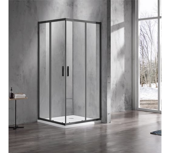 Душевое ограждение Azario MILTON 100x100x200, без поддона AZ-ND1142 1000 Black 64421 1