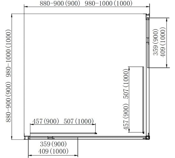 Душевое ограждение Azario MILTON 100x100x200, без поддона AZ-ND1142 1000 Black 64421