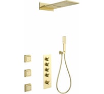 Встраиваемая душевая система с термостатом Wonzon & Woghand Брашированное золото WW-D4100-BG