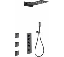 Встраиваемая душевая система с термостатом Wonzon & Woghand Черный матовый WW-D4100-MB