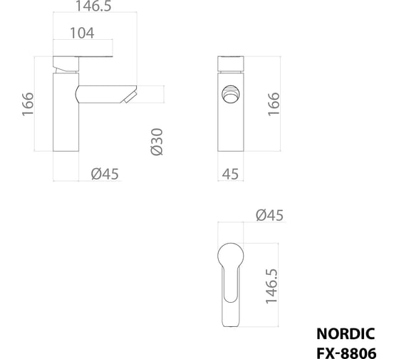 Смеситель для раковины FIXSEN NORDIC однорычажный, хром 8806