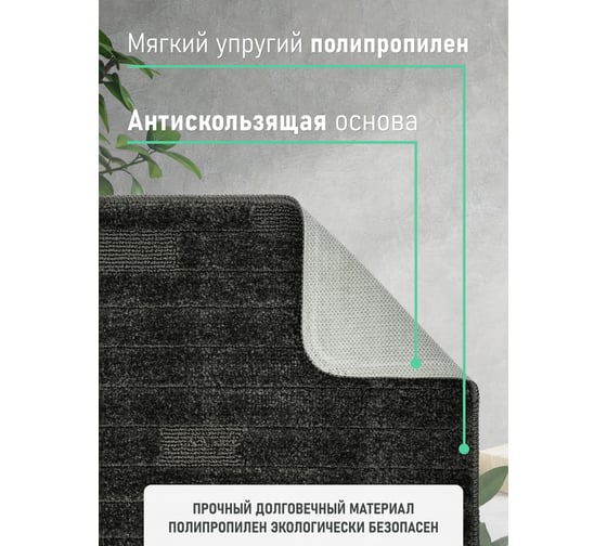 Коврик для ванной комнаты FORA 50x60 см, TWISTER BLACK FOR-PP-TWR50-60BL