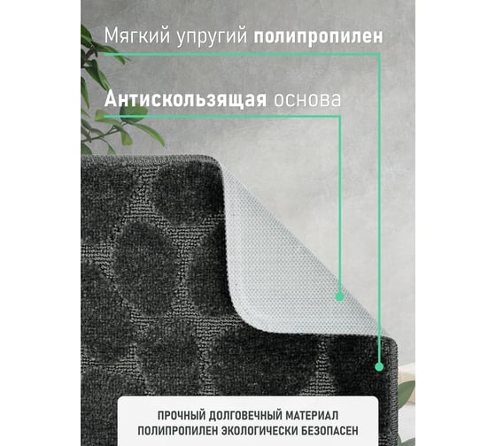 Коврик для ванной комнаты FORA черный, 50x80 см STONE BLACK FOR-PP-STN50-80BL