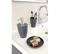 Набор аксессуаров для ванной PRIMANOVA PURE (Серый) 3 пред., пластик. Дозатор 410 мл, 8,5x8,5x18; стакан 8,5x8,5x12; мыльница 13,5x13,5x2 см. M-SAS15-07