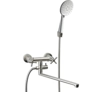 Смеситель для ванны двухручковый AQUEDUC 345714 длинный излив 35 см нержав. сталь /10 ЭК000145714