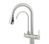 Смеситель для кухни одноручковый AQUEDUC 345330 выдвижной излив, с переключателем фильтра для питьевой воды, нерж. сталь /12 ЭК000145330