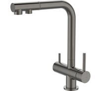 Смеситель для кухни IDDIS с выдвижным изливом и каналом для фильтра, графит, Umbra, UMBGMPFi05