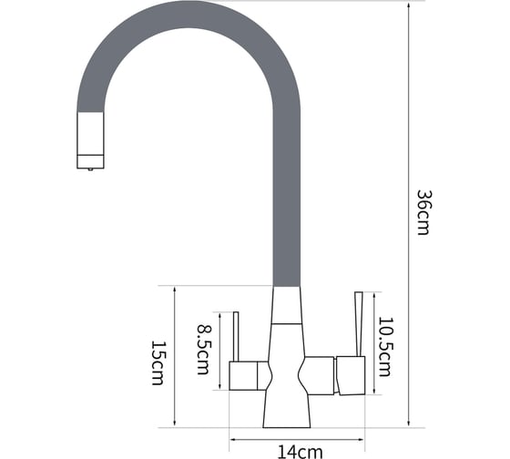 Смеситель для кухни с подключением к фильтру SHIMIZU Lux Water Filter Grey-s smz1006573