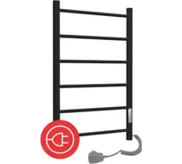 Электрический cтальной полотенцесушитель ТЕРМОДИЗАЙН T Steel лесенка, W=500, H=500, 6 перекладин, черный бархат TDTSt001EBV