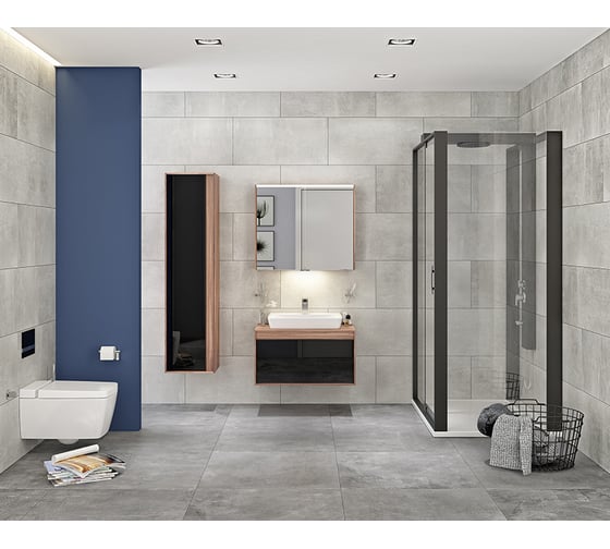 Душевой уголок Vitra Zest 90x90, дв, L-стена, черный, правосторонний 56930023000