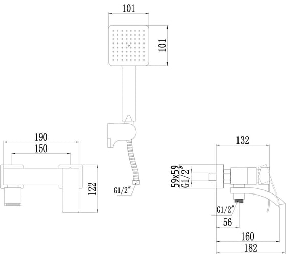 Смеситель для ванны и душа Fmark FS8624-1Q