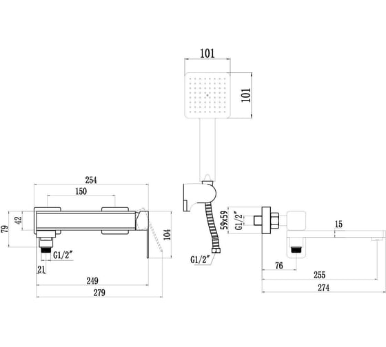 Смеситель для ванны Fmark и душа FS8724-22Q