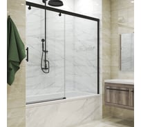Шторка на ванну GuteWetter GWMPSLPR862 170x160 см, цвет фурнитуры черный матовый, цвет стекла бесцветный, стекло закаленное 8 мм/6 мм, открывание двери левое/правое 4698033075179