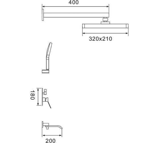 Встроенная душевая система с каскадным изливом S4135 SHEVANIK S4135G